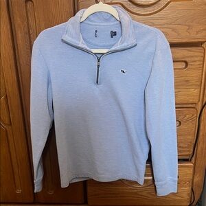 Vineyard Vines Men's Saltwater Quarter Zip Pale Blue Pullover Sweatshirt